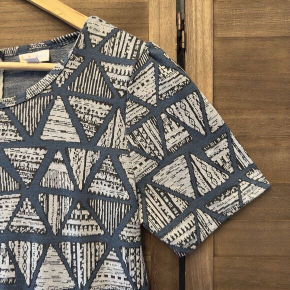 LulaRoe Triangle Print A line fit flare Size XL dress Pockets Zipper Modest - Picture 4 of 15